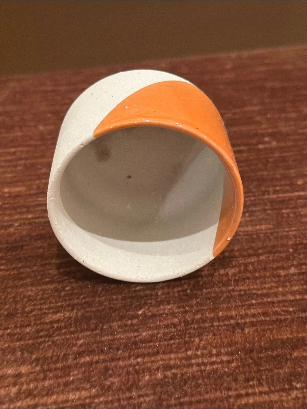 Contemporary Ceramic Vase in White with Orange Accent